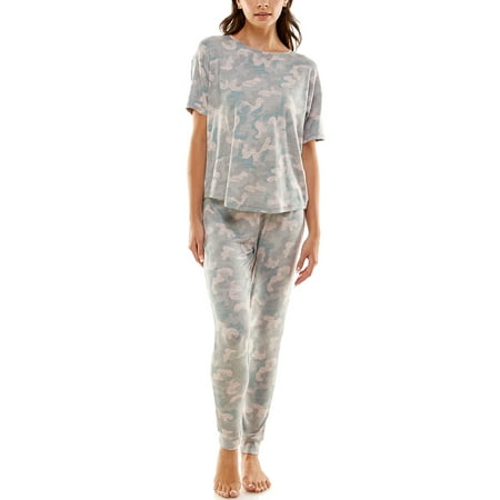 

Jaclyn Women s Short Sleeve Crew Neck Top and Jogger Pajama Set