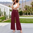 thumbnail image 4 of CQONEPT Wide Leg Pant for Women Button Palazzo High Waist Pants Casual Loose Fit Trendy Comfy Trousers Wine XL, 4 of 5