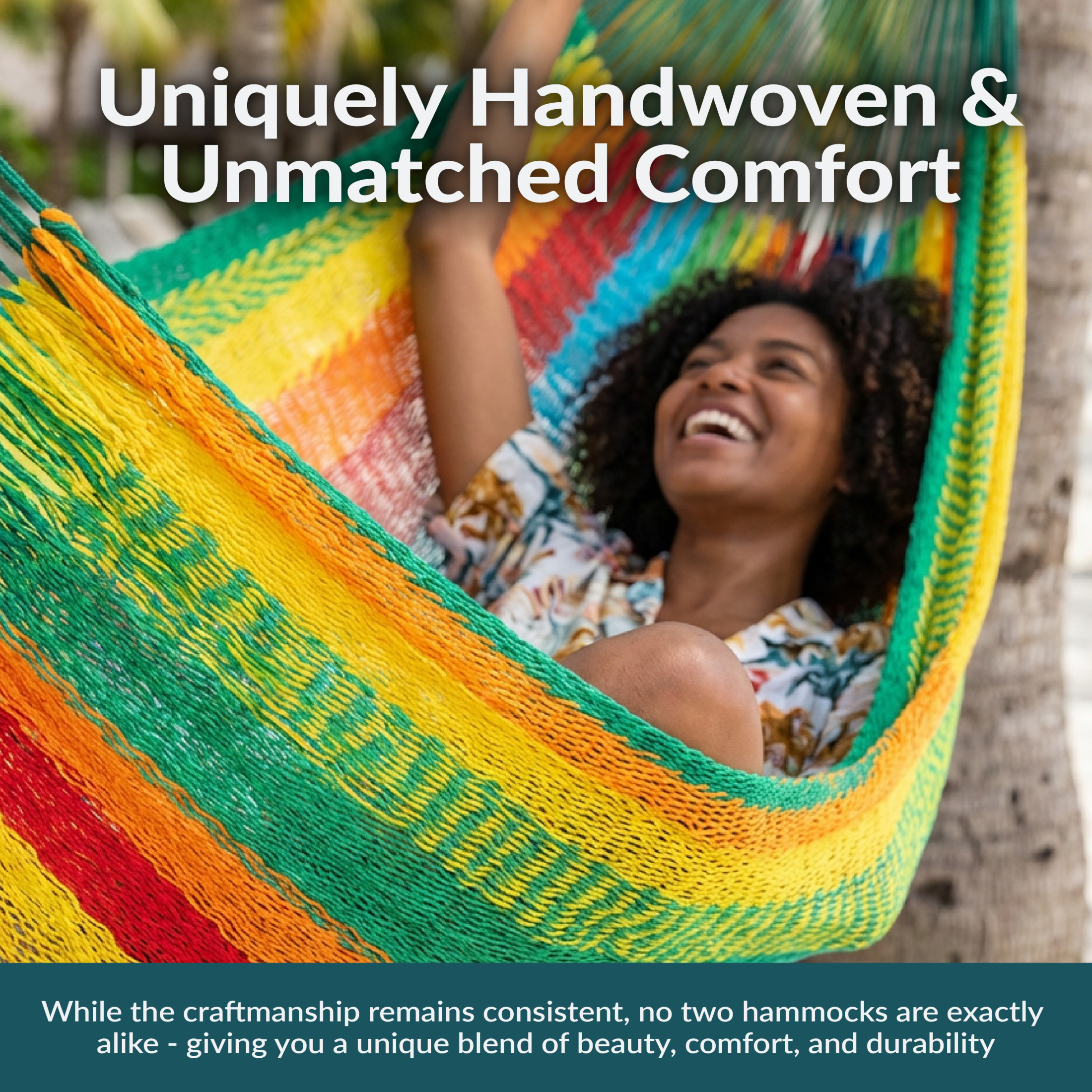 Sunnydaze 2-Person Cotton and Nylon Mayan Family Hammock, 625 lb Capacity - Multicolor
