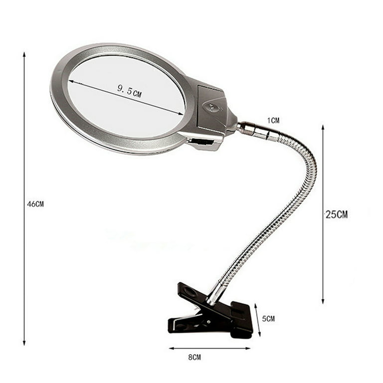 10X Magnifying Glass with Light and Stand, Upgrade Button 3 Modes Stepless  Dimmable, 2-in-1 Gooseneck LED Lighted Magnifier Light, Hands Free Desk