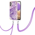 thumbnail image 1 of Allytech Galaxy A32 5G Case [Not for A32 4G Phone], Luxury Marble Pattern TPU Rubber Slim Fit Anti-scratch Shock-absorbing Back Cover with Shoulder Strap Case for Samsung Galaxy A32 5G, Purple, 1 of 4