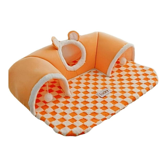 jinwen Cat Tunnel Bed Breathable Comfortable Hideout for Indoor Cats Outdoor Rabbit S