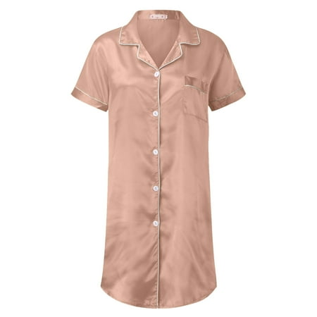 gvdentm Women Nightgowns Women Satin Nightgown Sleepwear Full Slip Dress Lingerie Dress Silk Mini Slip Chemise Khaki XXL