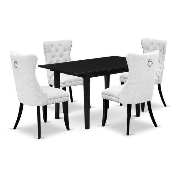 East West Furniture 5 Piece Dining Set Contains a Rectangle Wooden Table with Butterfly Leaf