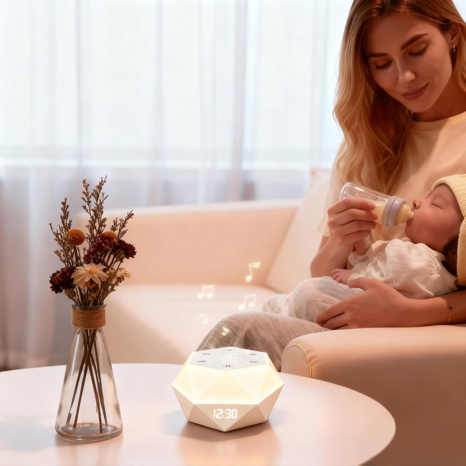 White Noise Sound Machine for Sleeping, Portable Sound Machine with 32 Soothing Sounds, 8 Night Light Colors, Timer, App Remote Control, Travel Noise Machine for Kids Adults Sleep, Yoga, Meditation