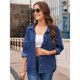 thumbnail image 4 of Camisa Vaquera para Mujer, Chaqueta, Camisa Vaquera Informal de Larga, Conjuntos de Otoño Azul Oscuro S, 4 of 9