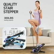 Steppers for Exercise at Home, Adjustable Height Mini Stepper with Resistance Bands, Stair Stepper with 300lbs Loading Capacity,Twist Stepper Portable Exercise Equipment for Full Body Workout