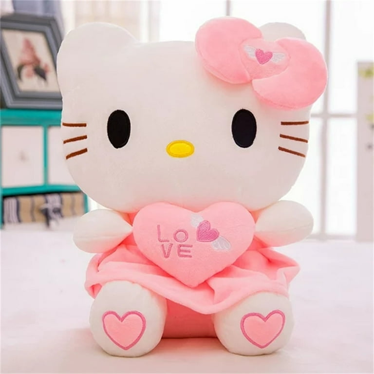 Cute Hello Kitty Plush Toy Kitten Stuffed Animals Kawaii Cat Fluffy Plush  Doll Hugging Pillow with Love Heart 