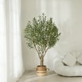 thumbnail image 5 of DR.Planzen 6FT Giant Artificial Olive Tree, Tall Silk Faux Olive Tree with Massive Trunk Base, Large UV Resistant Black Plastic Potted Plant for Indoor Outdoor Home Office Decor, 5 of 11