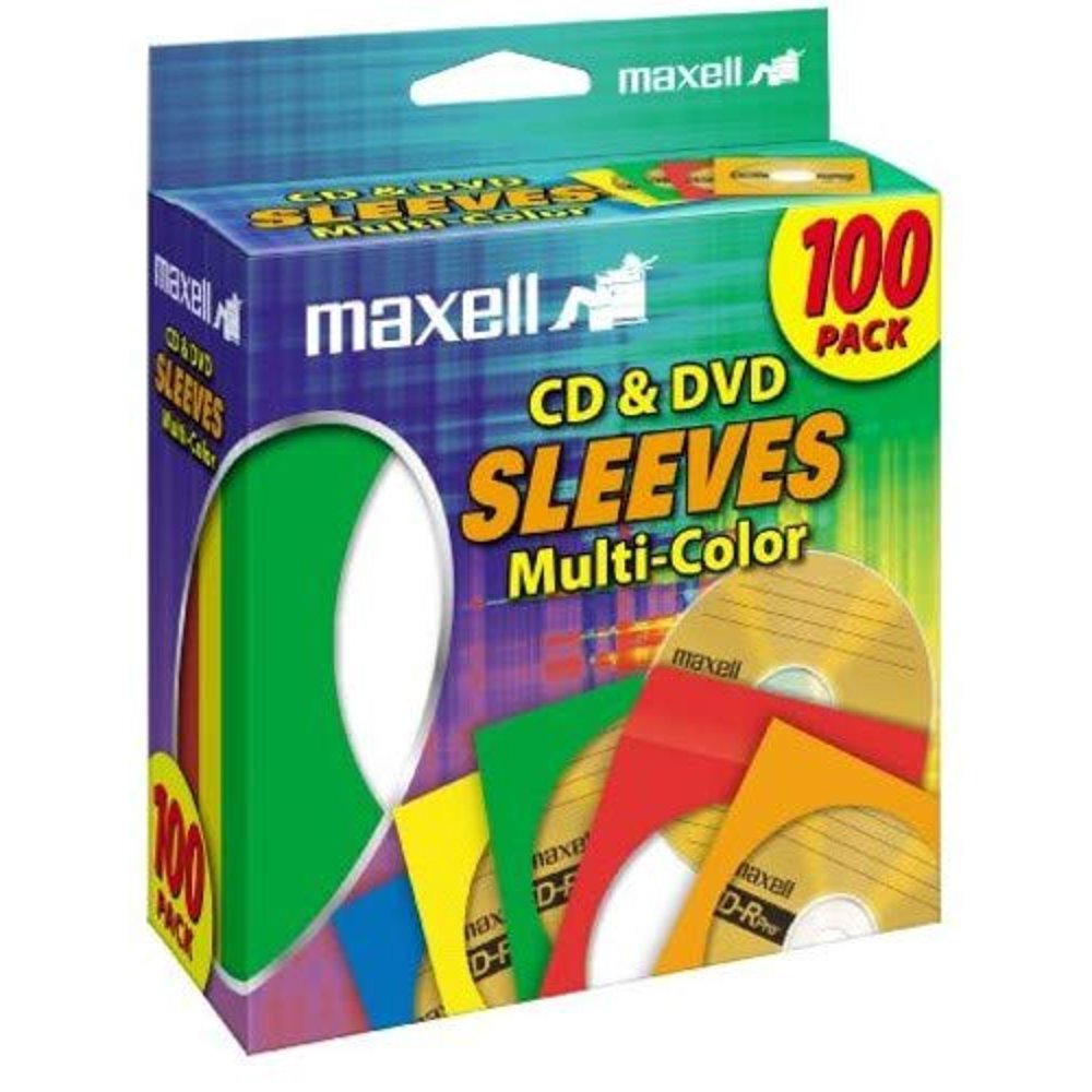 Maxell 190132 CD & DVD Paper Storage Envelope Sleeves with Heavyduty