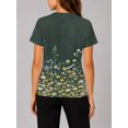 thumbnail image 2 of Women's All-Over Print Tee Shirts Short Sleeve Casual Dark Wild Daisy Meadow Graphic Crewneck Summer Tops, 2 of 6