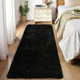 thumbnail image 2 of HOMERRY Plush Polyester Shag Area Rug 2'x 8' Fluffy Runner Rug Plush Decorative Runner Rug for Indoor Home Floor Carpet, Black, 2 of 7