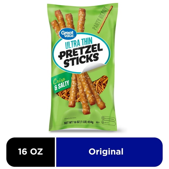 Great Value Ultra Thin Salty Pretzel Sticks, 16 oz