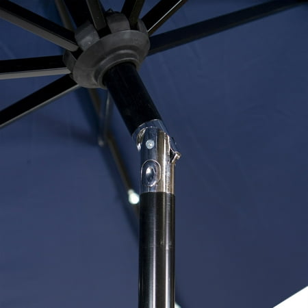Sun Ray - 9' Round 8Rib Aluminum Bluetooth Solar Lighted Umbrella - Grey