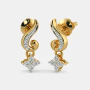 SILBERO INDIA Aditi Diamond Earrings in 18Kt Yellow Gold (2.166g) with Diamonds (0.141 Ct)