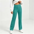 thumbnail image 7 of Women Button Decor Elastic High Waist Wide Leg Pants, Loose Casual Solid Trousers, Daily Street Lounge Pants with Side Pockets Sky Blue M(M), 7 of 7