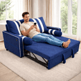 thumbnail image 6 of 68.5" Pull Out Sleeper Sofa Bed with USB Charging Port, Adjustable 3-Position Backrest, Modern Convertible Loveseat Couch for Living Room Guest Room, Blue, 6 of 12