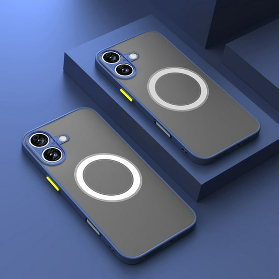 ZHaobin Armor Matte for Magsafe Magnetic Wireless Charging Phone Case for iPhone 13 14 15 16 Pro Max Mini Plus Shockproof Cover (Blue,For iPhone 13)
