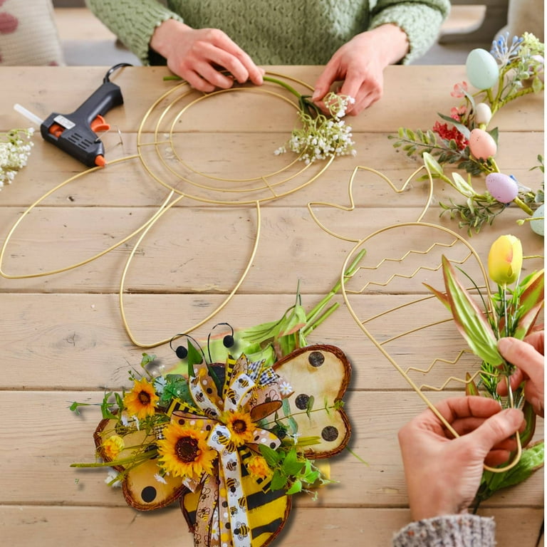 Bee-shaped Spring Wired Metal Wreath Frames, (Pack of