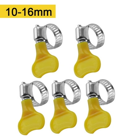 

BAMILL 5pcs 10-38mm Adjustable Yellow Plastic Handle Hand Wriggle Hose Clamps Pipe Clip