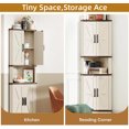 thumbnail image 5 of MIDODO Tall Storage Cabinet, Corner Cabinet Organizer with Barn Doors and Adjustable Shelves, Home farmhouse bookshelf Cabinet for Bathroom, Living room, 5 of 6
