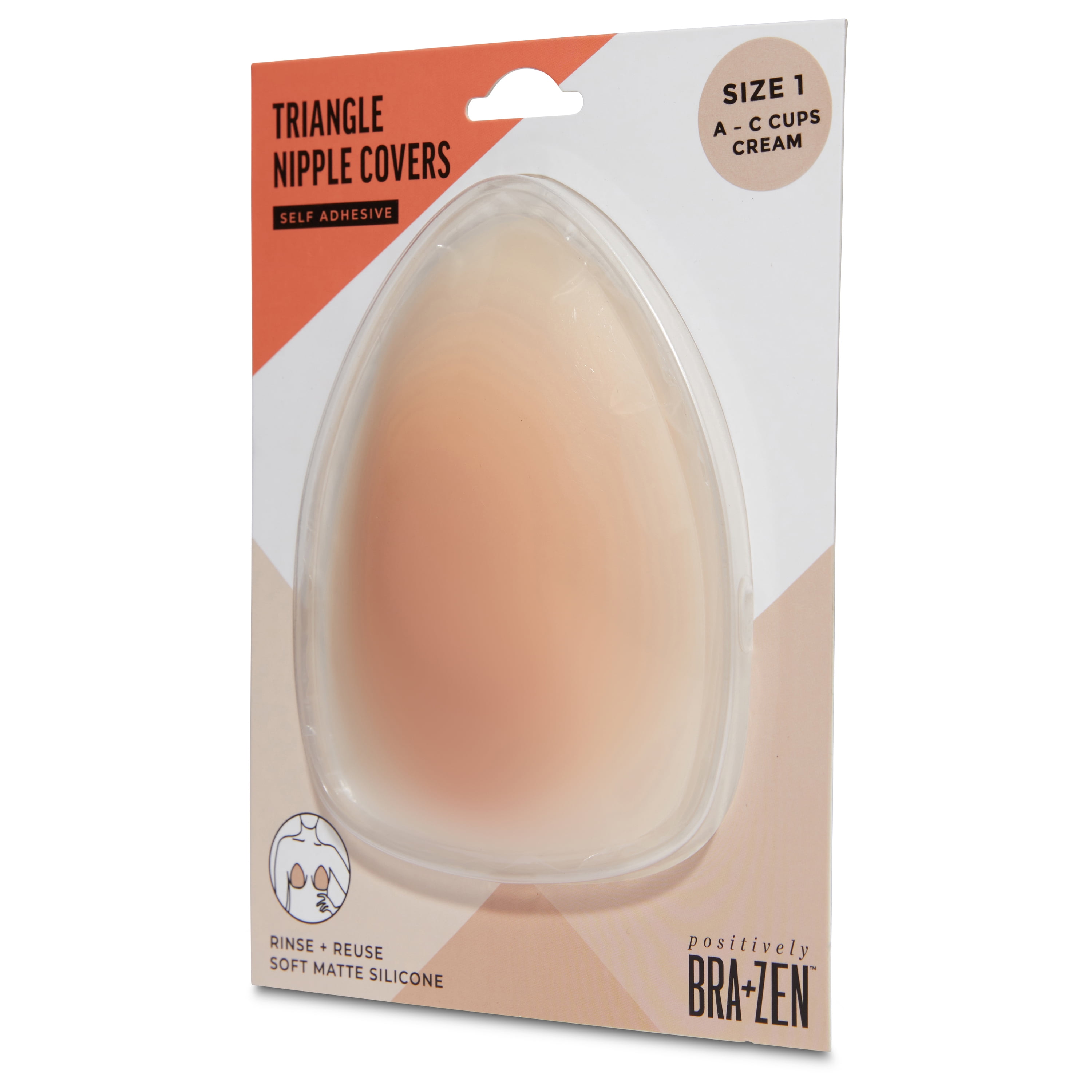Positively BRA+ZEN Women's Reusable Silicone Triangle Nipple Covers Adhesive Pasties