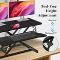 thumbnail image 4 of ZIHUI Standing Desk Converter 37inch, Height Adjustable Sit Stand Desk Riser, Quick Sit to Stand Tabletop Dual Monitor Riser Workstation for Home Office with Keyboard Tray, Black, 4 of 9
