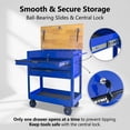 thumbnail image 4 of 3-Drawer Rolling Tool Cart with Wheels, Tool Box Cart with Lift-up Wooden Top, Mechanic Tool Storage Organizer Cabinet for Garage, Warehouse, Workshop, Repair Shop - Black&Blue, 4 of 9