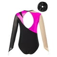 thumbnail image 2 of Alvivi Kids Girls Gymnastics Leotard Shiny Rhinestone Long Sleeve Ballet Dance Bodysuit with Hair Band Hot Pink&Black 16, 2 of 5