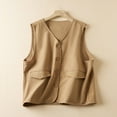 thumbnail image 5 of Ftwytp Women Summer Casual Cotton Linen Vest Tops Trendy Denim Sleeveless Blazer Cardigan Down Waistcoat Trend Loose Buttons Hoodless Outwear, 5 of 9