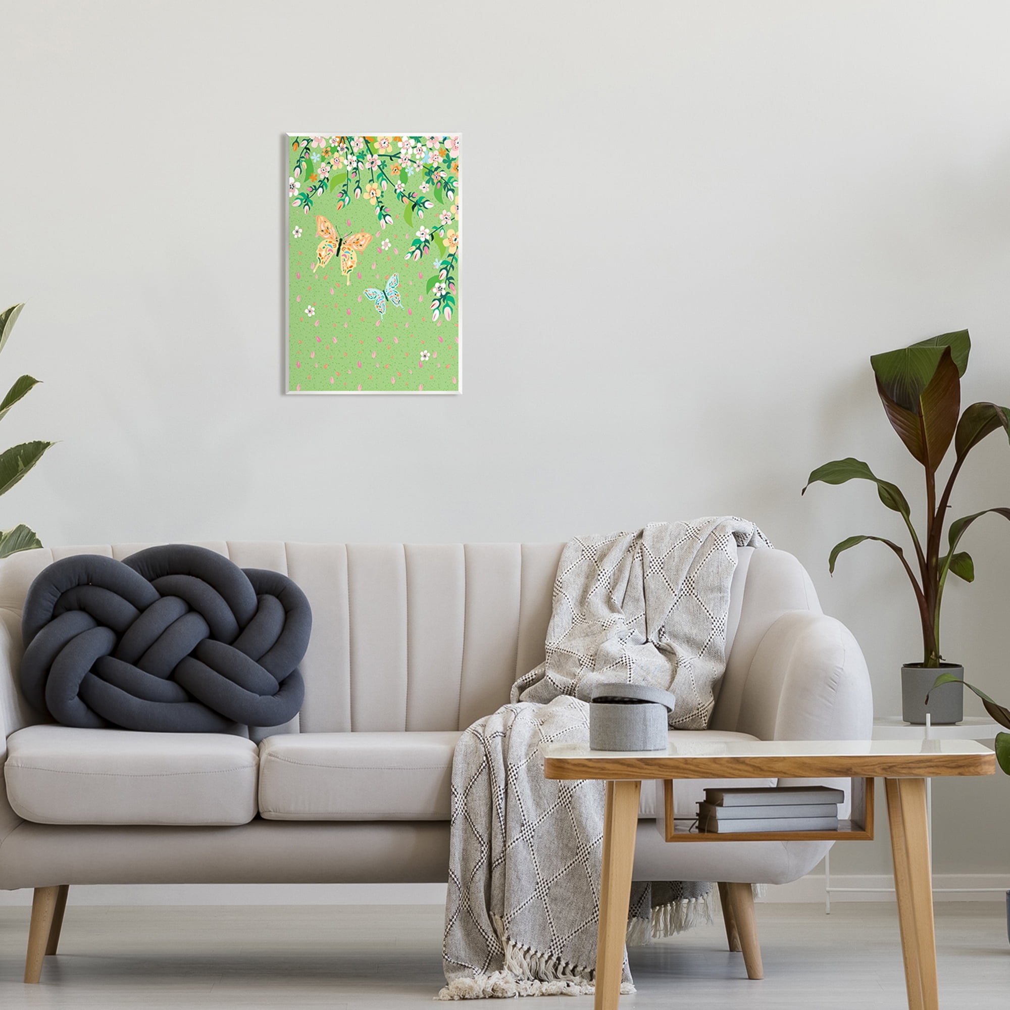 Stupell Industries Butterflies & Falling Petals Animals & Insects Painting Unframed Art Print Wall Art, 13 x 19