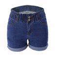 thumbnail image 3 of Women Casual Summer Mid Waist Stretchy Denim Jean Shorts Junior Short Jeans, 3 of 4