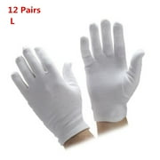 12 Pairs Cotton White Gloves Work Etiquette Gloves Health Care Beauty Magician Gloves L 12 PAIRS