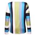 thumbnail image 4 of QAFOPEH Women V Neck Long Sleeve Tie Front Colorful Stripe Colorblock Top, 4 of 4