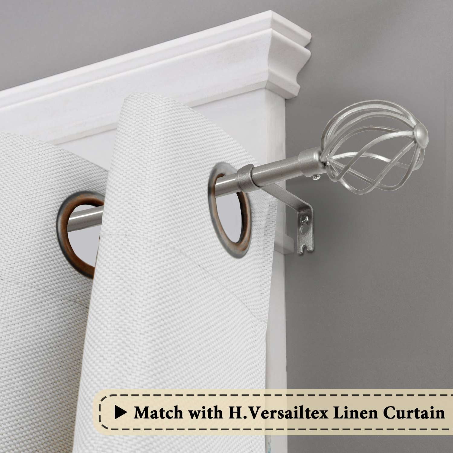 H.VERSAILTEX Adjustable Twist Cage Single Curtain Rod Set 3/4in Diameter 28-48in , Nickel