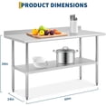 thumbnail image 3 of Bingirl Table de Préparation en Acier Inoxydable Robuste, 24 Pouces X 60 Pouces L X 36 Pouces H, Certifiée NSF, Tablette Ajustable, 3 of 9