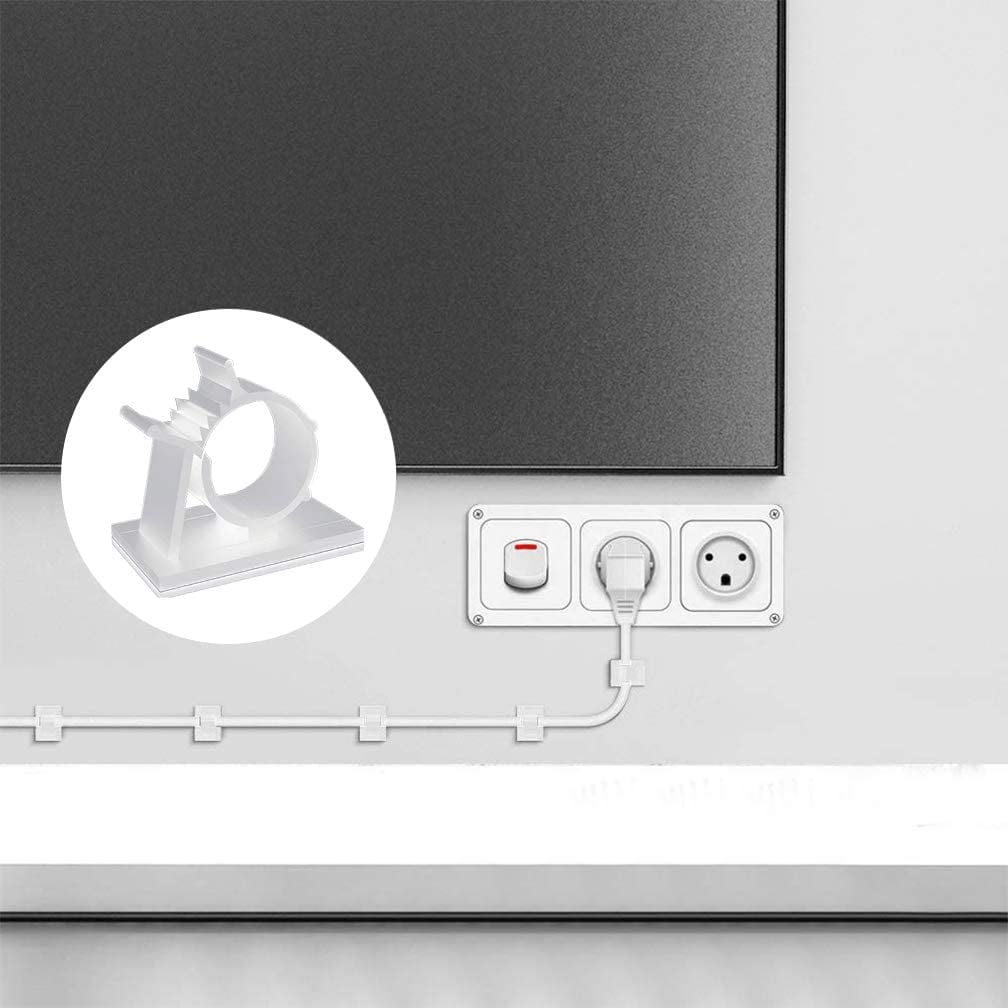 Lot De 9 Clips Magnétiques Pour Câbles - Auto-adhésif, Rotatif 360°, Blanc, Pour Bureau - 11