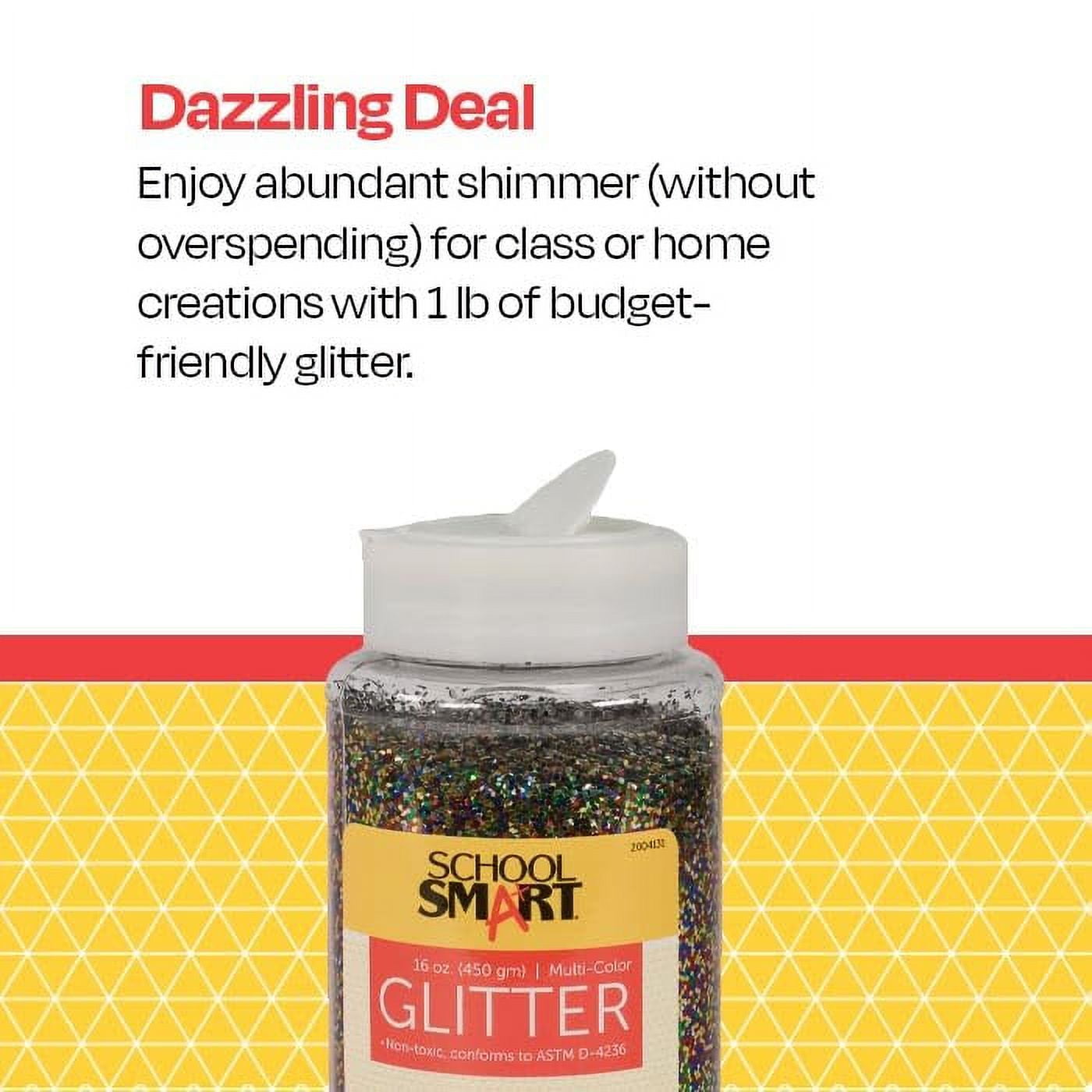 School Smart 2004131 1 lbs Jar Craft Glitter, Multi Color