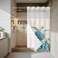 thumbnail image 4 of Summer Marine Life No Hook Shower Curtain with Snap in Liner Ocean Sea Turtle Starfish Coral Vintage Waterproof Bathroom Shower Curtain with See Through Top Window for Bathtub 54" x 78", 4 of 9