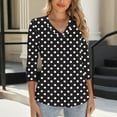 thumbnail image 7 of Jsaierl 3/4 Length Sleeve Womens Tops Summer V Neck Shirts Boho Polka Dot Ladies Blouses Work Vacation T-shirts Top S-2XL, 7 of 7