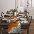 thumbnail image 4 of Table Runner Dresser Scarves 72 Inch Long, Modern Abstract Wave Lines Linen Dining Table Runners Ombre Orange White Grey Tabletop Scarf for Wedding Holiday Party Kitchen, 4 of 7