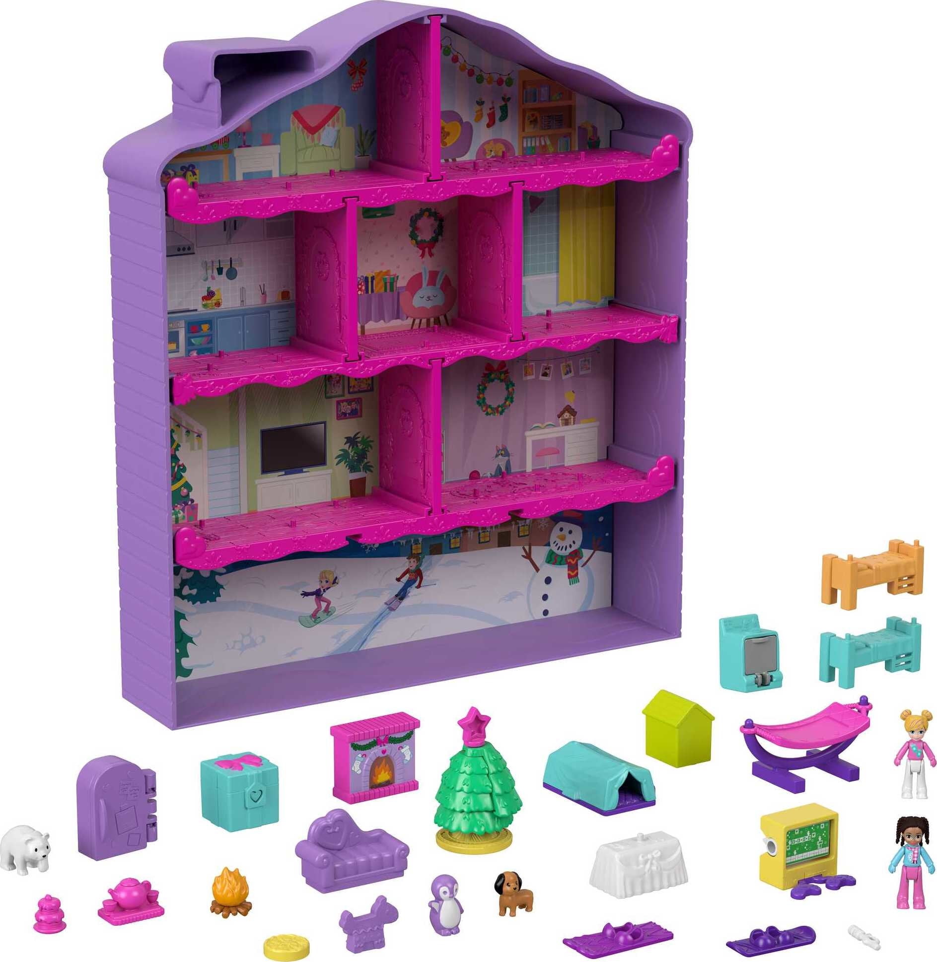 Polly Pocket Advent Calendar, 2 Micro Dolls, Winter Doll House Playset, 25  Surprises, Holiday Theme - Walmart.com