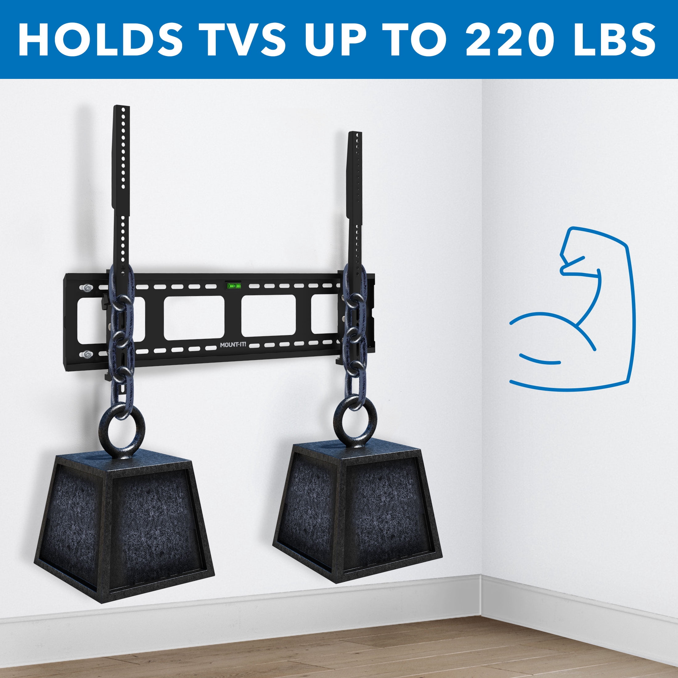 Mount-It! Heavy Duty Tilting TV Wall Mount, Fits 43" - 90" TVs,   Heavy Duty 220 lbs. Capacity