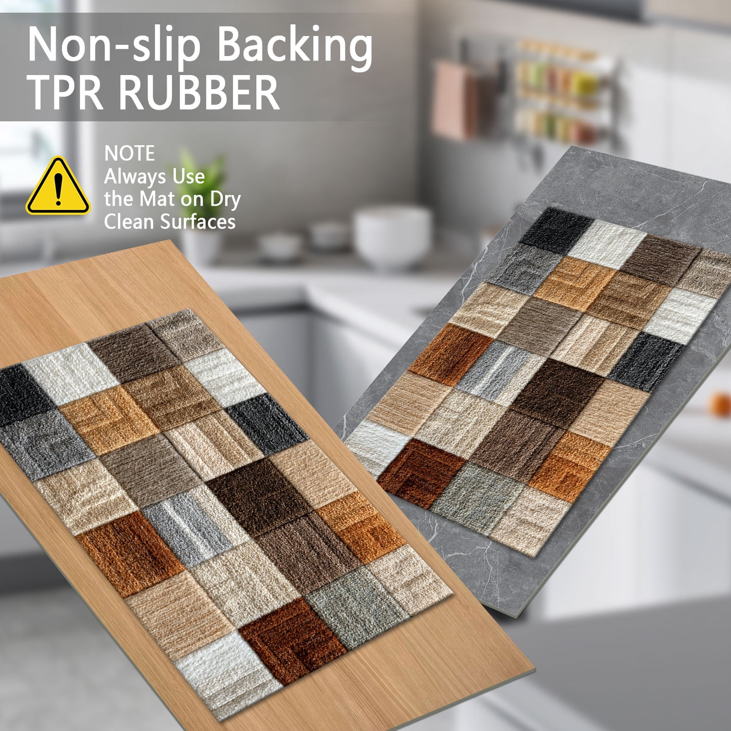 3 Piece Kitchen Rug Set, Non-Slip And Washable, Abstract Pattern Kitchen Hallway Rug, Soft And Comfortable, Suitable For Sinks, Floors, Entrances, Hallways and Bathrooms