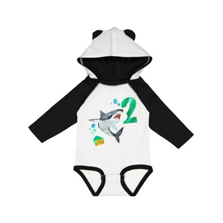 

Inktastic Second Birthday Shark with Cake Gift Baby Boy or Baby Girl Long Sleeve Bodysuit