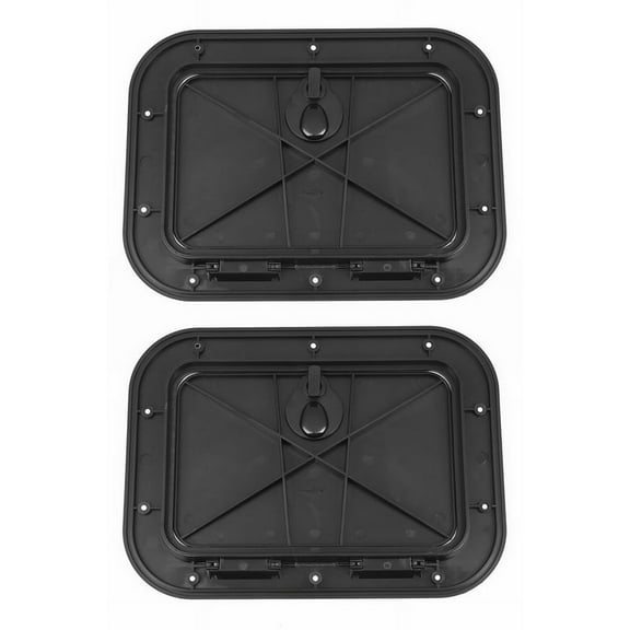 2X Marine Deck Plate Access Cover Pull Out Inspection Hatch with Latch, 14.96 x 11.02 Inch / 380 x 280mm -Black