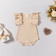 thumbnail image 5 of TOWED22 Newborn Baby Girl Outfits Print Romper Bodysuit Jumpsuit Shorts Set Clothing Beige,3-6 M, 5 of 9