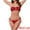 Red, variant on DARING DIVA Women's O Ring Ruched Bandeau Ribbed Bikini Set Small Cream