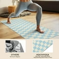 thumbnail image 4 of Light Blue and Cream Checkered Pattern Hot Yoga Mat Towel Non Slip for Hot Yoga - Quick-Drying Yoga Mat Cover with 4 Corner Pockets with Travel Bag - Hot Yoga Towel Non Slip 70"x26", 4 of 6