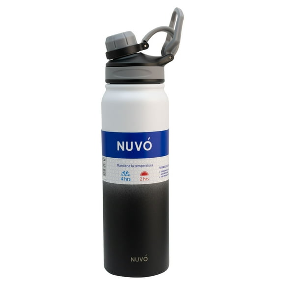 Termo Nuvó de Acero Inoxidable, Colores Degradados, Termo con Boquilla y Tapa Tipo Rosca, Capacidad 1L, Blanco/ Negro